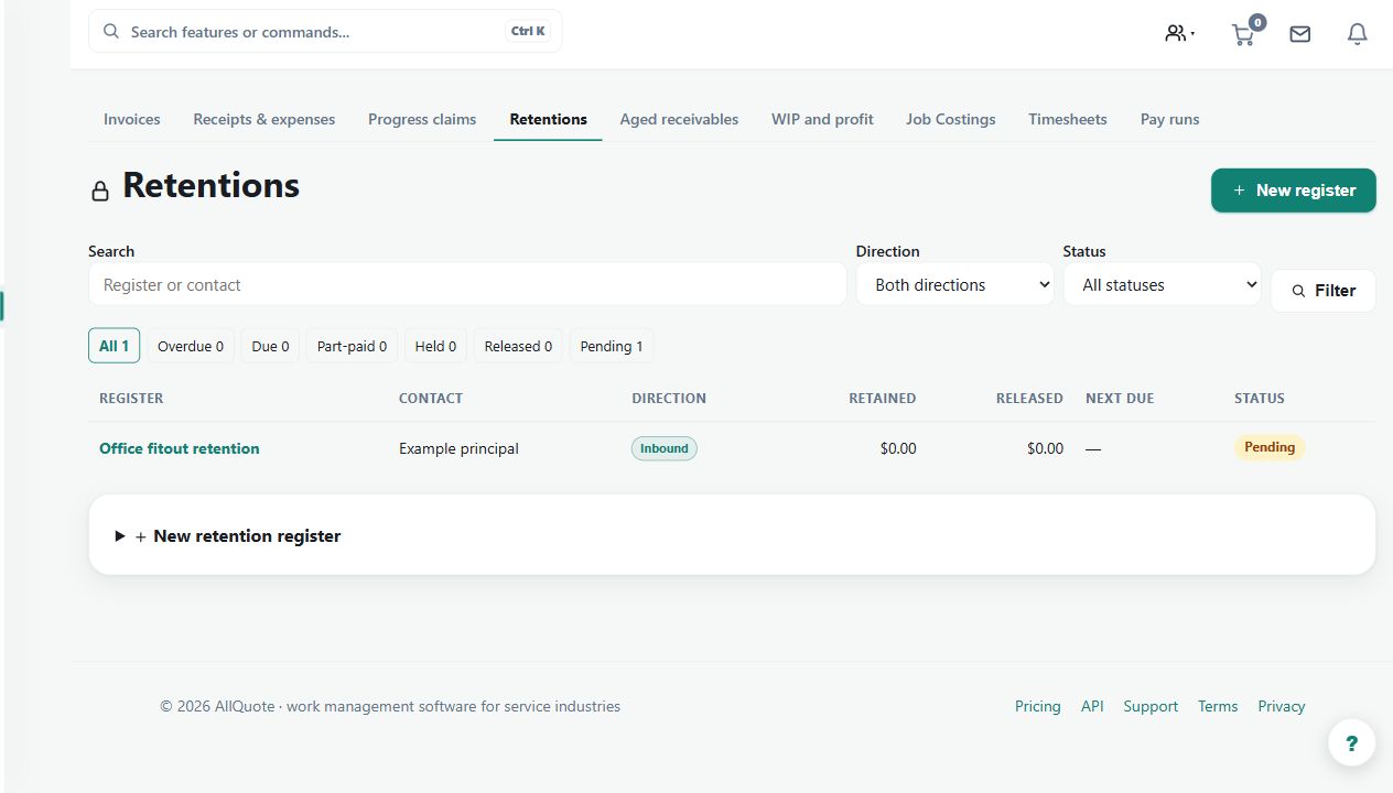 Existing guide capture of a demonstration retention register